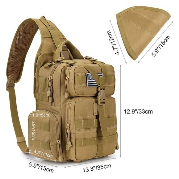 Tactical EDC Sling Bag Backpack with Pistol Holster Military Shoulder Backpack - Picture 3 of 11